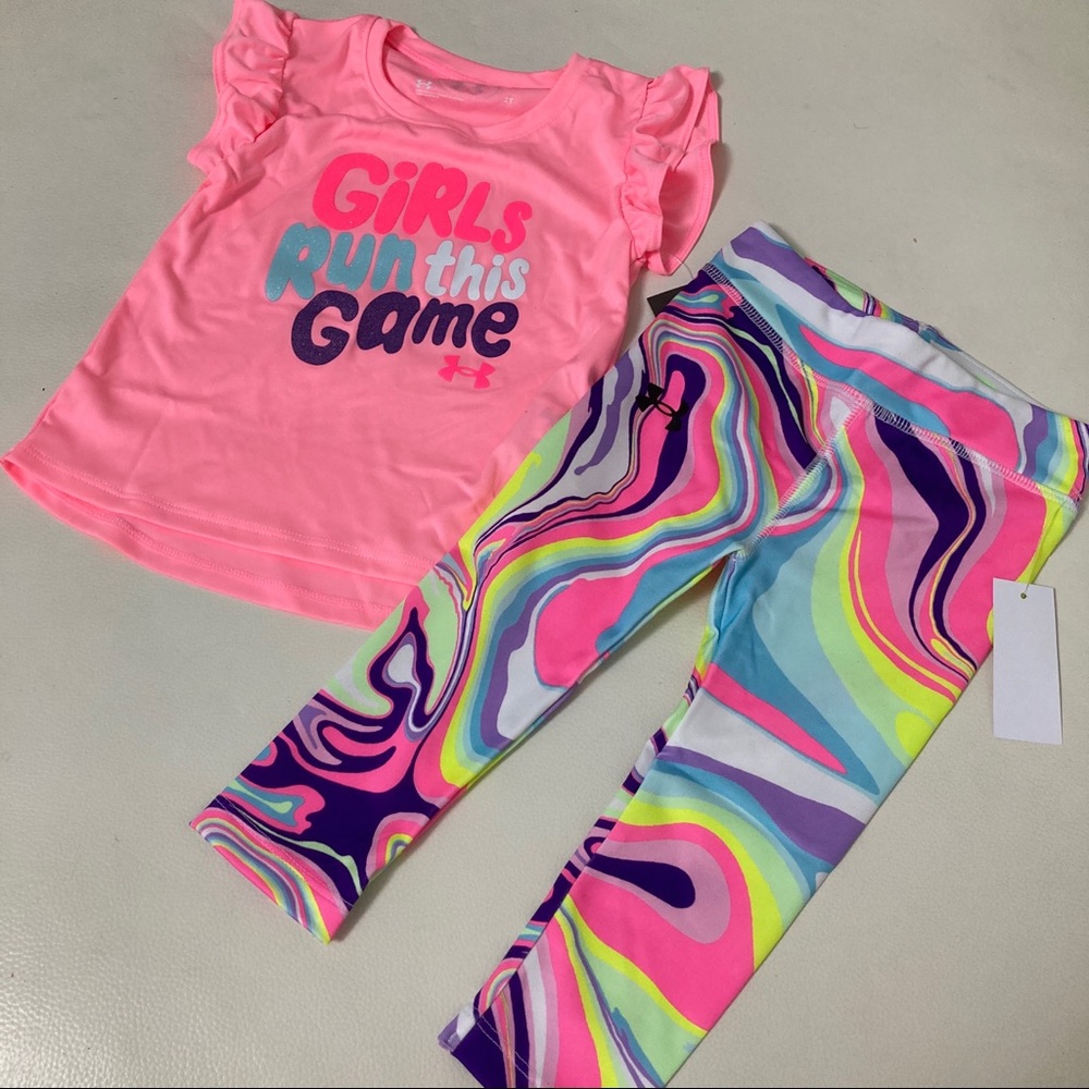 Under Armour cute neon pink colorful leggings set - Picture 6 of 6